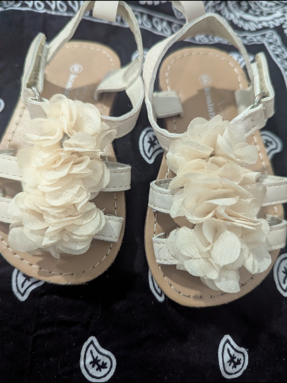 Girls Cream Floral Strap Sandals